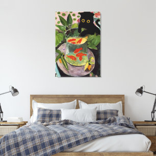 Cat Goldfish Matisse Poster Elegant Modern Canvas Afdruk