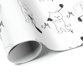 Cat Golfer Fun Schattige Monogram Cadeaupapier (Rol Hoek)