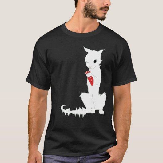 CAT GOT YOUR TONGUE shirt edgy top WIT CAT (Voorkant)