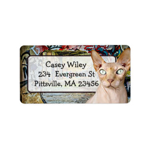 Cat Graffiti Street Art achtergrondlabel Etiket