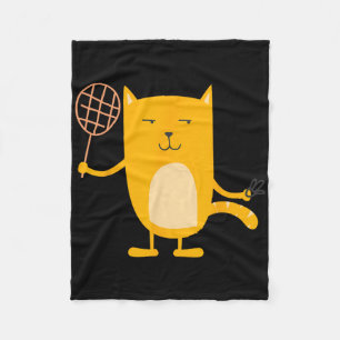 Cat Graphic Badminton Speler Shuttle Sports Smash Fleece Deken