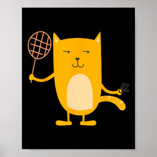 Cat Graphic Badminton Speler Shuttle Sports Smash Poster