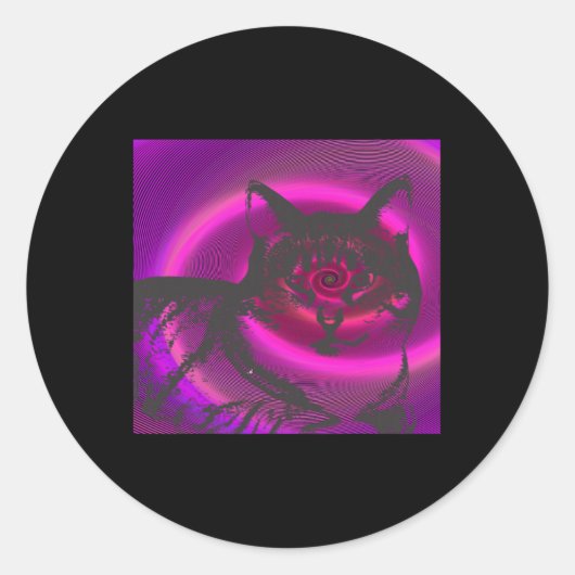 Cat Graphic Ronde Sticker (Voorkant)
