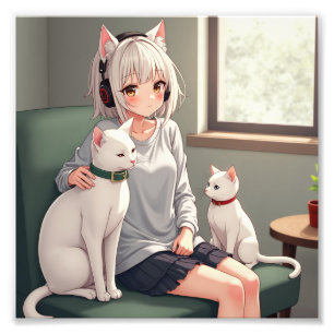 Cat grappig foto afdruk