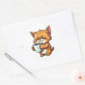 Cat grappig ronde sticker (Envelop)