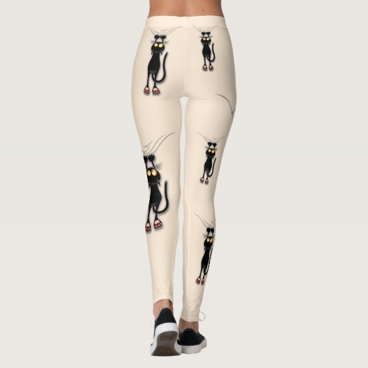 Cat grappige tekenspatiëring leggings (Achterkant)
