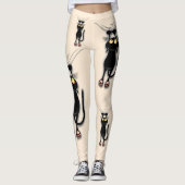 Cat grappige tekenspatiëring leggings (Voorkant)