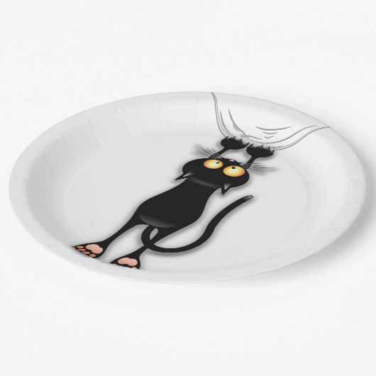 Cat grappige tekenspatiëring papieren bordje (Gekanteld)