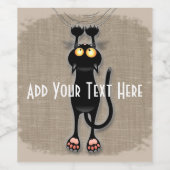 Cat grappige tekenspatiëring wijn etiket (Enkel label)