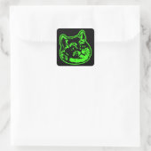 Cat Green Love Breathing wordt intenser Vierkante Sticker (Tas)