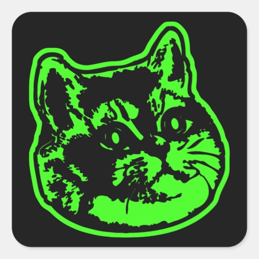 Cat Green Love Breathing wordt intenser Vierkante Sticker (Voorkant)