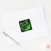 Cat Green Love Breathing wordt intenser Vierkante Sticker (Envelop)
