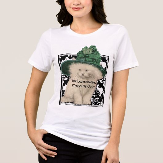Cat Green Pet De Leprechaun liet me het doen Tri-Blend Shirt (Voorkant)