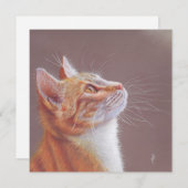 Cat Greeting Card. Ginger Kitty Feestdagenkaart (Voorkant / Achterkant)