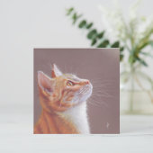 Cat Greeting Card. Ginger Kitty Feestdagenkaart (Staand voorkant)