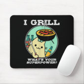 Cat Grilling Superpower Camping BBQ Grappig Muismat (Met muis)