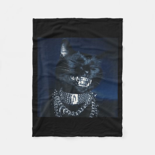 Cat Grillz Funny Kitten Meme Cat Smiling Brain Rot Fleece Deken (Voorkant)