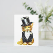 Cat Groom Briefkaart (Staand voorkant)