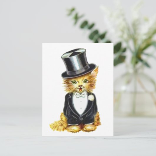 Cat Groom Briefkaart (Staand voorkant)