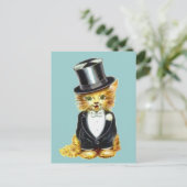 Cat Groom Briefkaart (Staand voorkant)