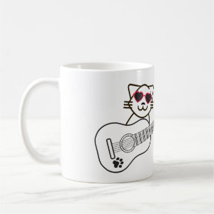 Cat Guitar- met Heart Sunbric Kat Musicus Koffiemok