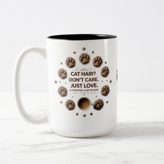 Cat Hair Don't Care 15oz Mok - Funny & Furry Cat (Links)
