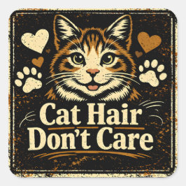 Cat Hair Don't Care – Feline Owner Humor Vierkante Sticker