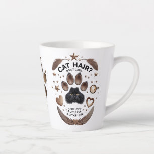 Cat Hair Don't Care Latte Mok - Roze Bloemenkat
