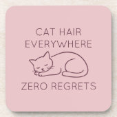 Cat hair everywhere zero regrets bier onderzetter (Voorkant)