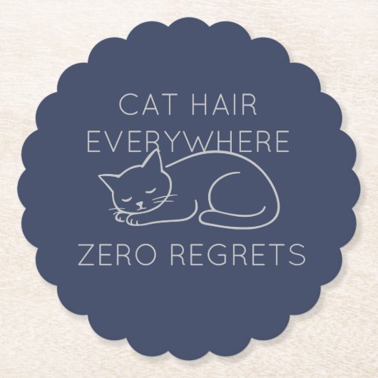 Cat hair everywhere zero regrets kartonnen onderzetters (Voorkant)