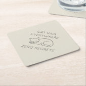 Cat hair everywhere zero regrets kartonnen onderzetters (Schuin)