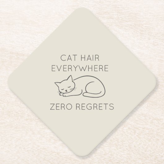Cat hair everywhere zero regrets kartonnen onderzetters (Voorkant)