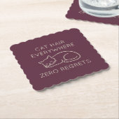Cat hair everywhere zero regrets kartonnen onderzetters (Gebogen)
