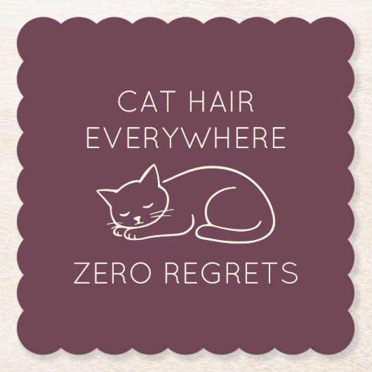 Cat hair everywhere zero regrets kartonnen onderzetters (Voorkant)