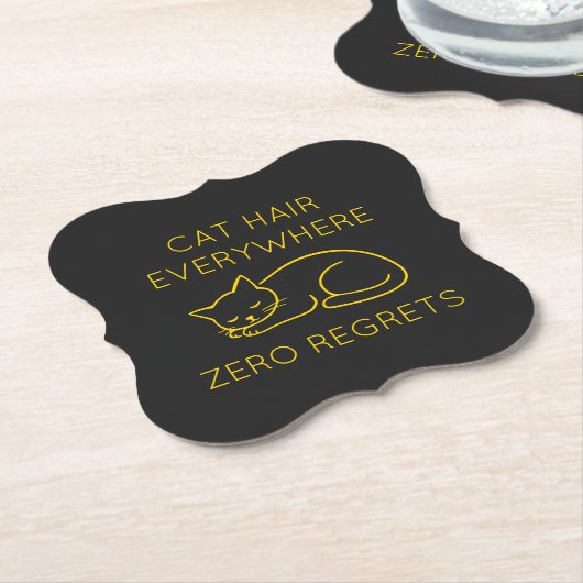 Cat hair everywhere zero regrets kartonnen onderzetters (Gekanteld)