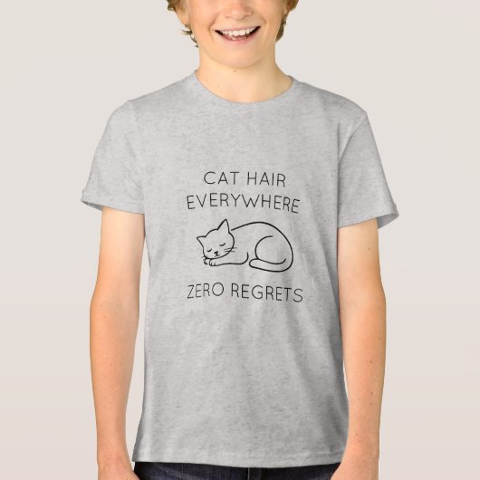 Cat hair everywhere zero regrets Tri-Blend shirt (Voorkant)