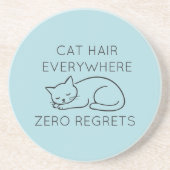 Cat hair everywhere zero regrets zandsteen onderzetter (Voorkant)