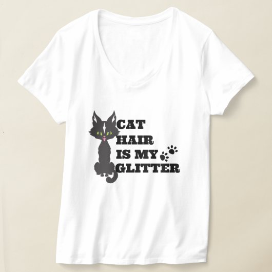 Cat Hair is Mijn Glitter-T-shirt T-shirt (Laagn)