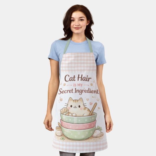Cat Hair is My Secret Ingredient Kawaii Pastel Schort (Gedragen)