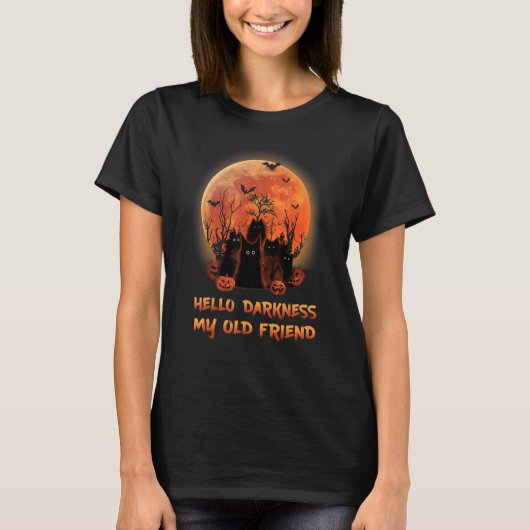 Cat Hallo Darkness My Old Friends Black Cat T-shirt (Voorkant)