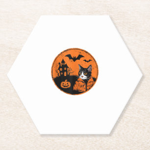 Cat Halloween Art 2024 Kitten Katten Mannen Vrouwe Kartonnen Onderzetters