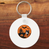 Cat Halloween Art 2024 Kitten Katten Mannen Vrouwe Sleutelhanger (Voorkant)