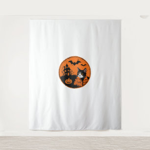 Cat Halloween Art 2024 Kitten Katten Mannen Vrouwe Wandkleed