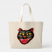 Cat Halloween Art Cartoon Spooky Vibes Grote Tote Bag (Achterkant)