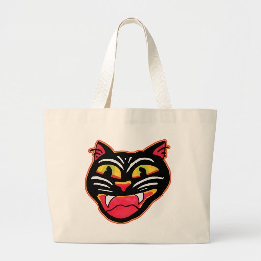 Cat Halloween Art Cartoon Spooky Vibes Grote Tote Bag (Voorkant)
