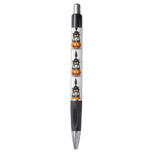 Cat Halloween Bang Cartoon op Pumpkin Black Ink Pen