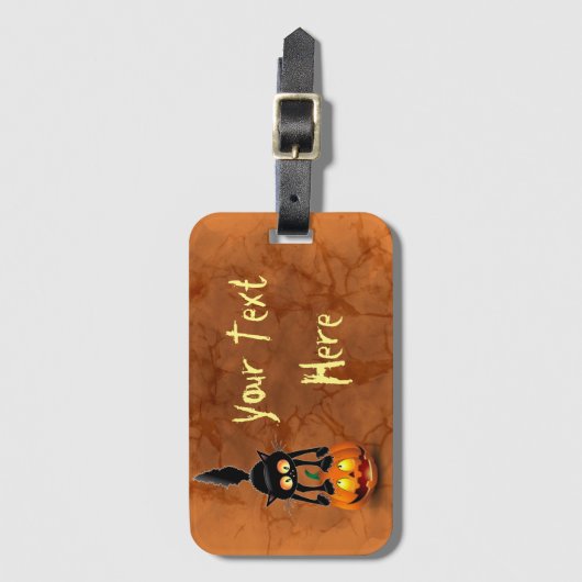 Cat Halloween Bang Cartoon op Pumpkin Licentie Pl Bagagelabel (Voorkant (verticaal))