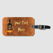 Cat Halloween Bang Cartoon op Pumpkin Licentie Pl Bagagelabel (Voorkant (horizontaal))