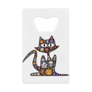 Cat Halloween Emoji Scary Frightful Spooky Icons. Creditkaart Flessenopener