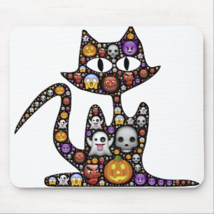 Cat Halloween Emoji Scary Frightful Spooky Icons. Muismat